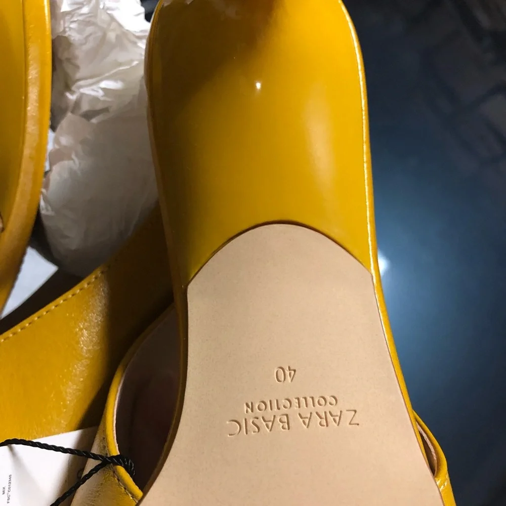 LAST NWT ZARA 100%COW LEATHER SLINGBACK KITTEN HEEL POINTED SHOES - Picture 12 of 14